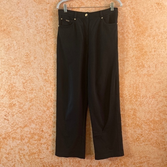 ST. JOHN Sport by Marie Gray Wide Leg Black Pants size Medium - Picture 1 of 10
